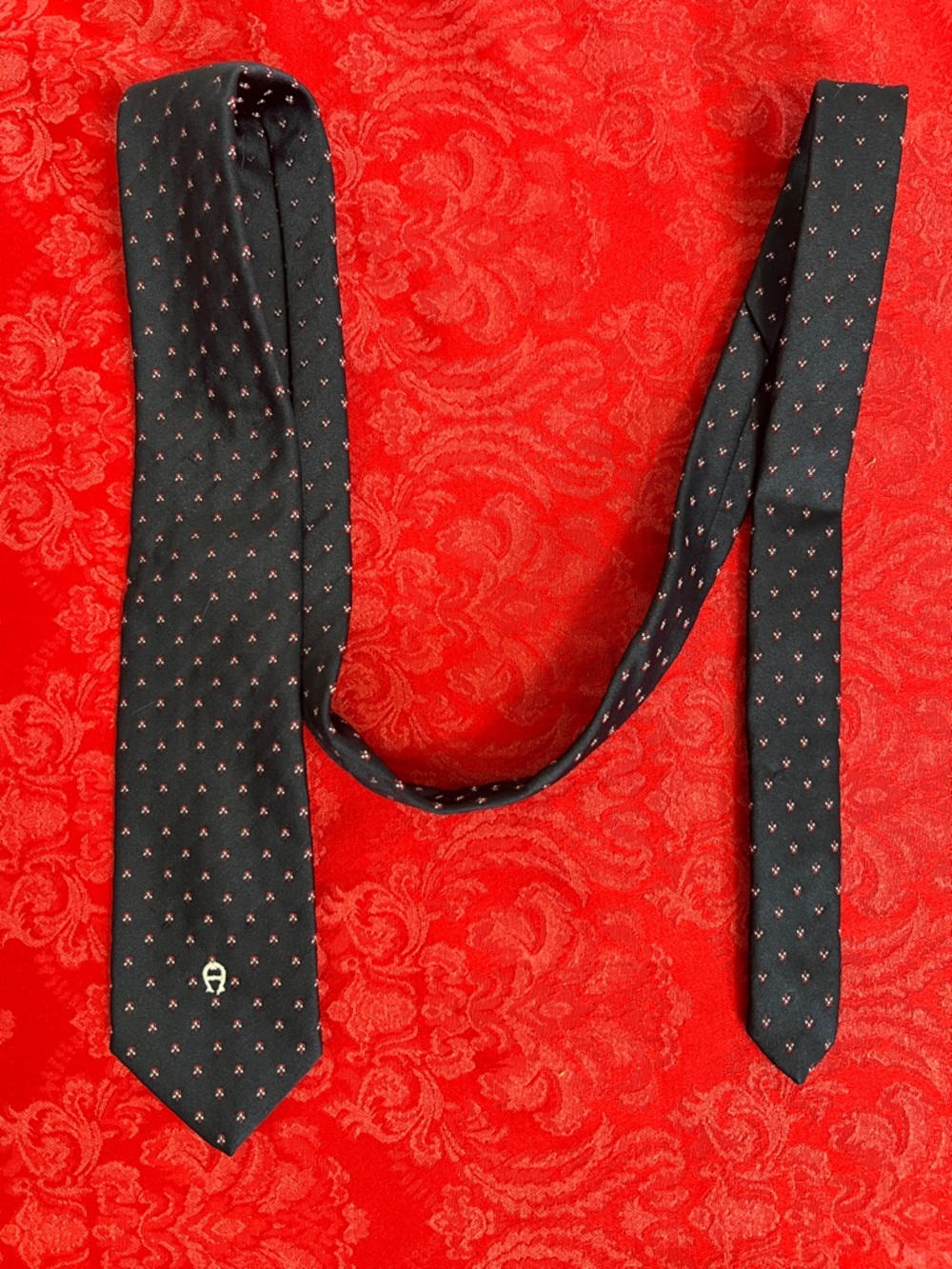 Etienne Aigner Navy Patterned Tie Classic Designer Necktie